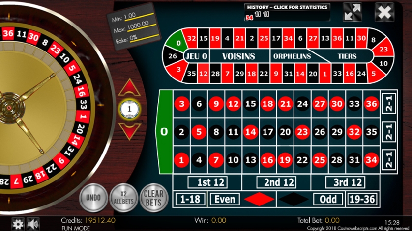 European Roulette 2D Advanced