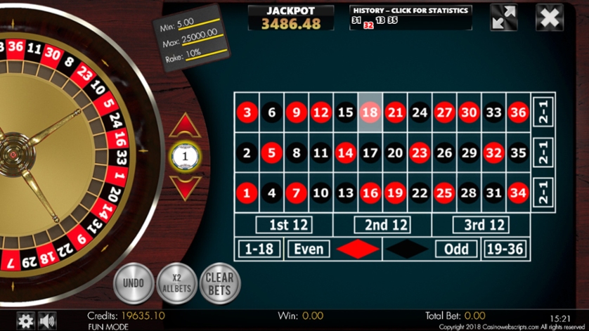 Jackpot Roulette No-Zero 2D Advanced