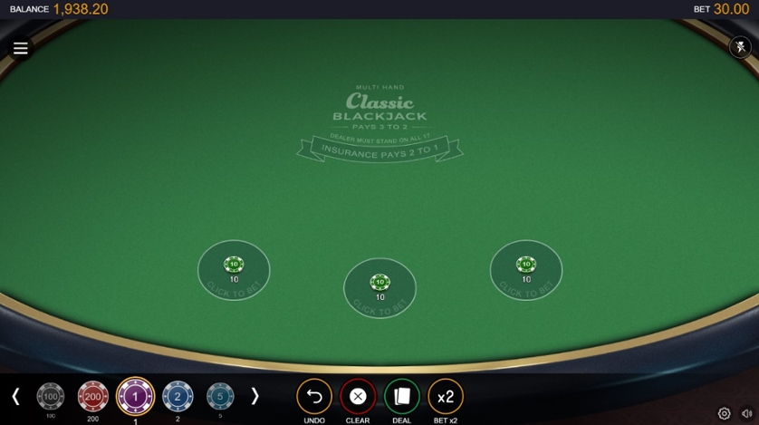 Blackjack clásico de varias manos