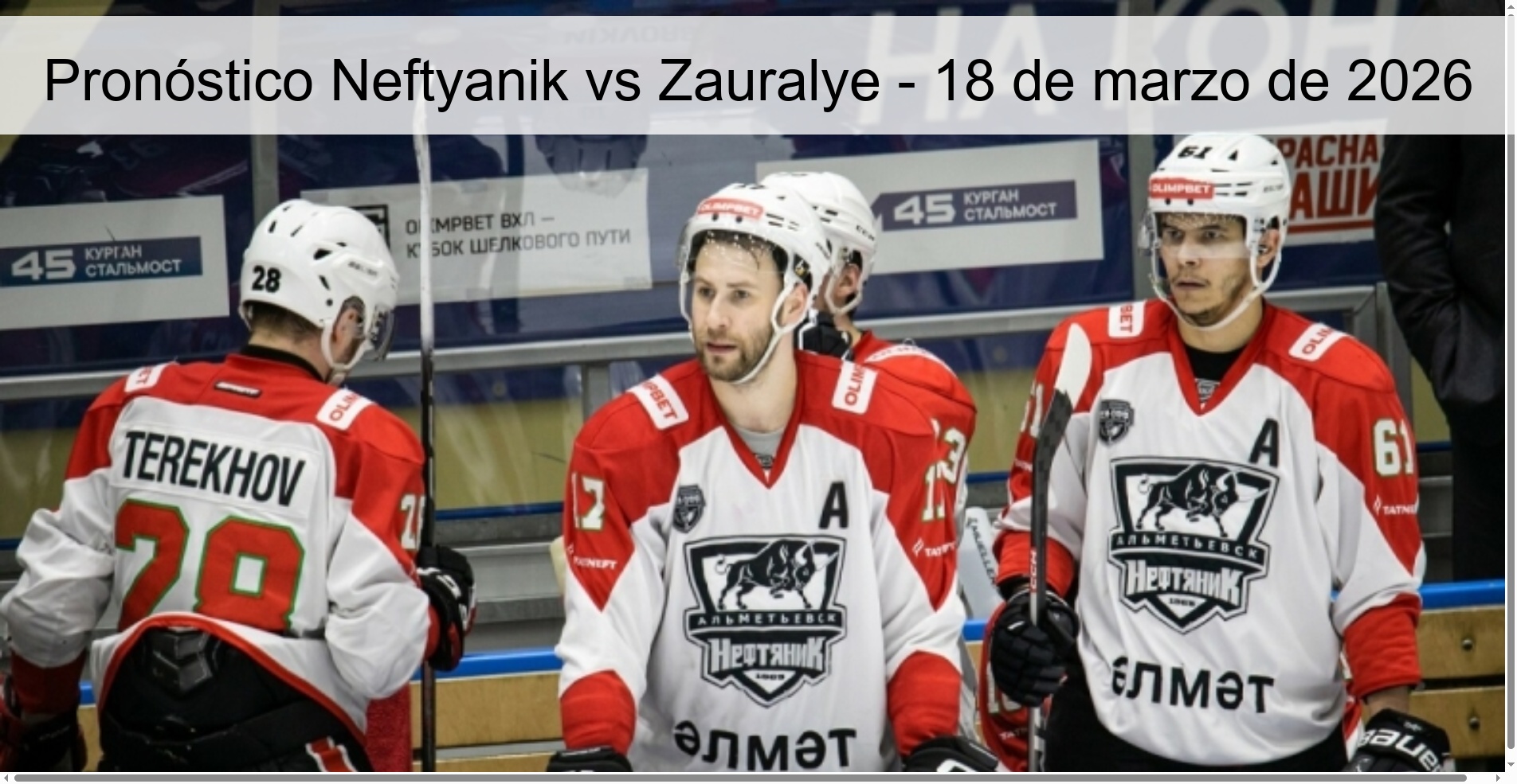 Pronóstico Neftyanik vs Zauralye - 18 de marzo de 2026