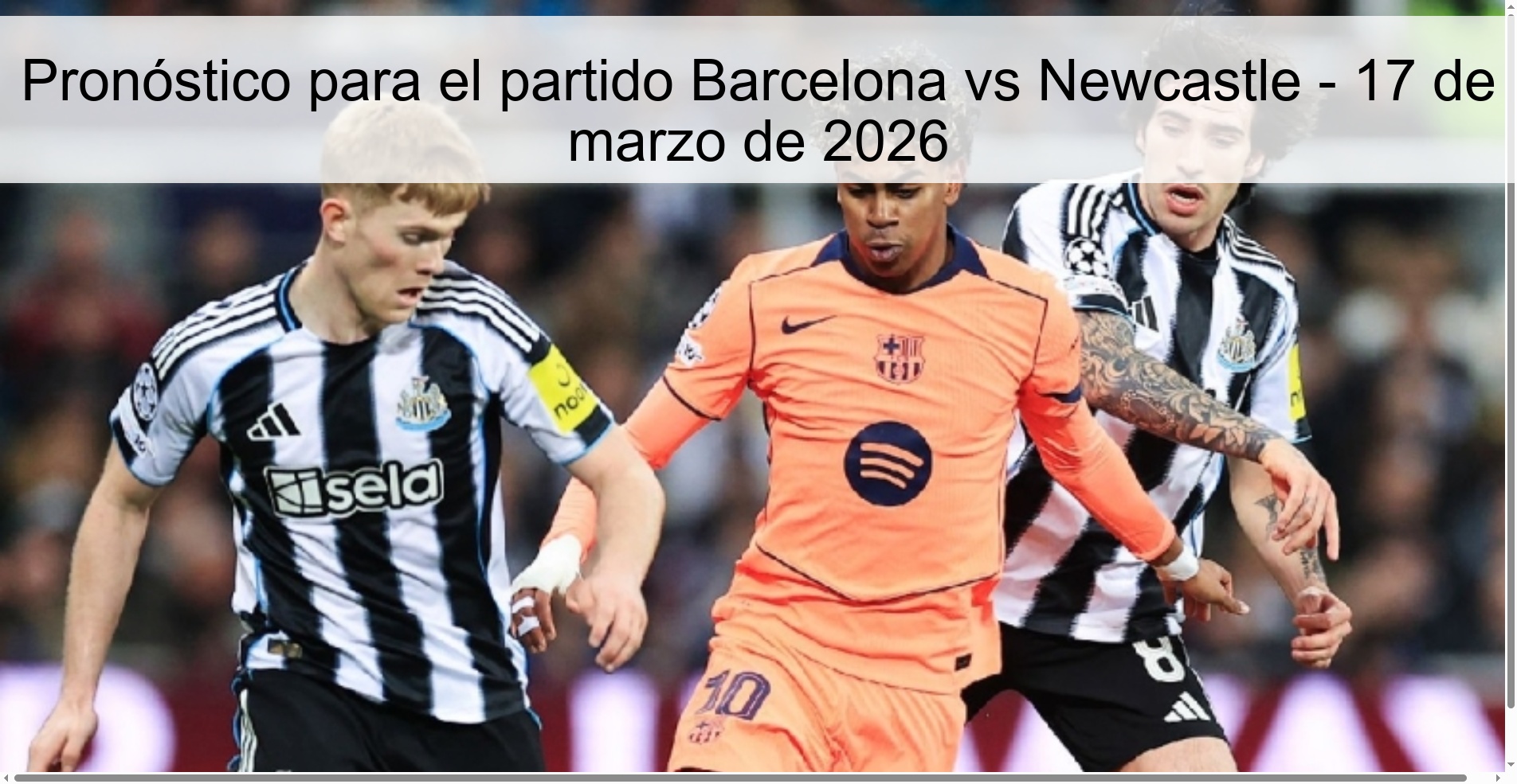 Pronóstico para el partido Barcelona vs Newcastle - 17 de marzo de 2026 Pronóstico para el partido Barcelona vs Newcastle - 17 de marzo de 2026
