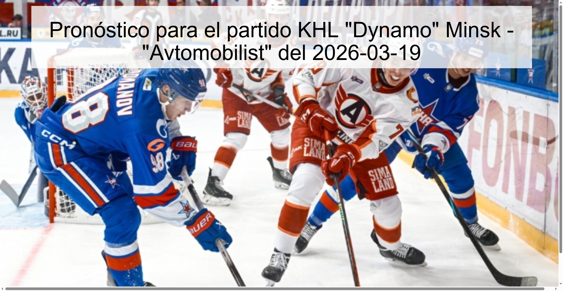 Pronóstico para el partido KHL 