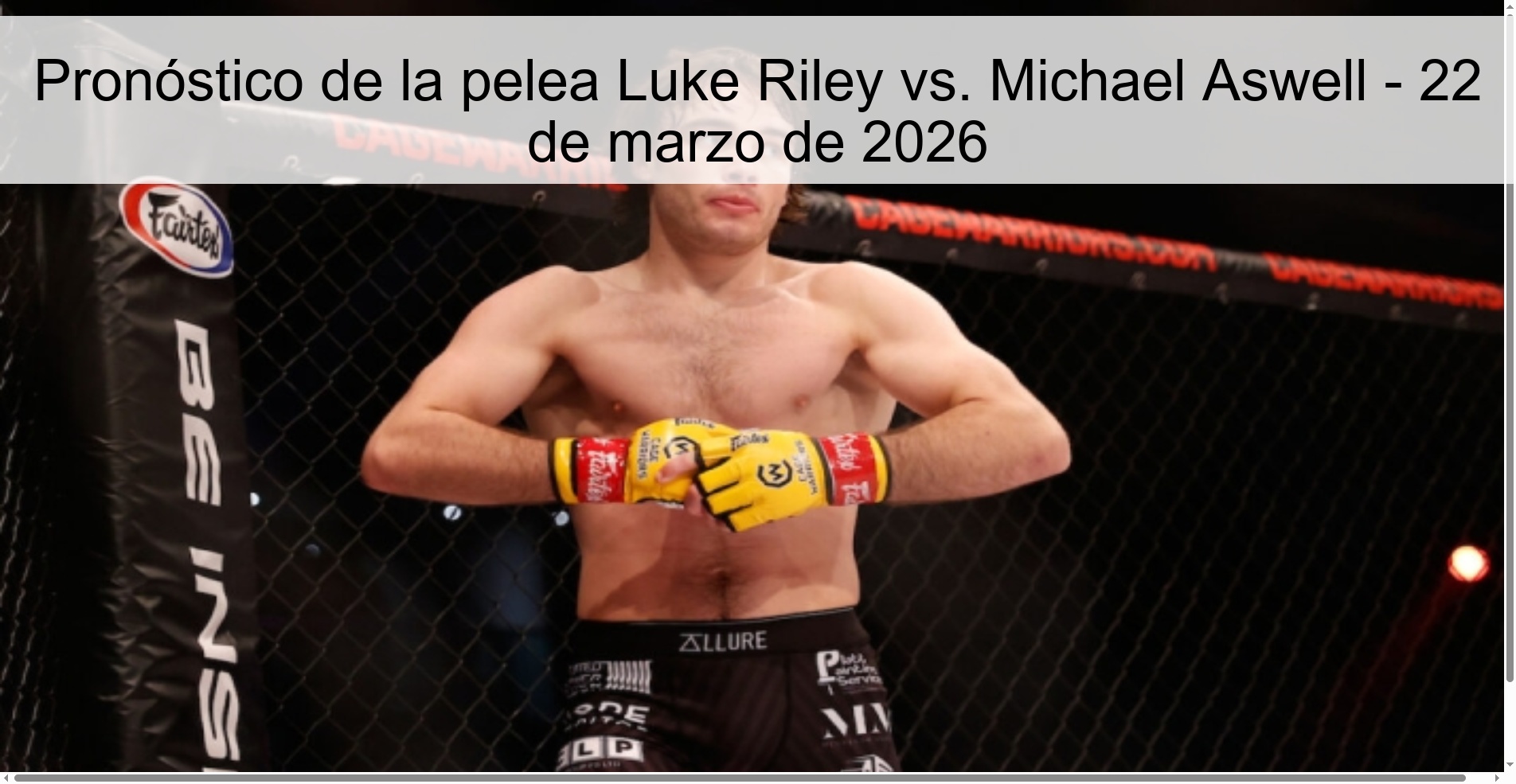 Pronóstico de la pelea Luke Riley vs. Michael Aswell - 22 de marzo de 2026