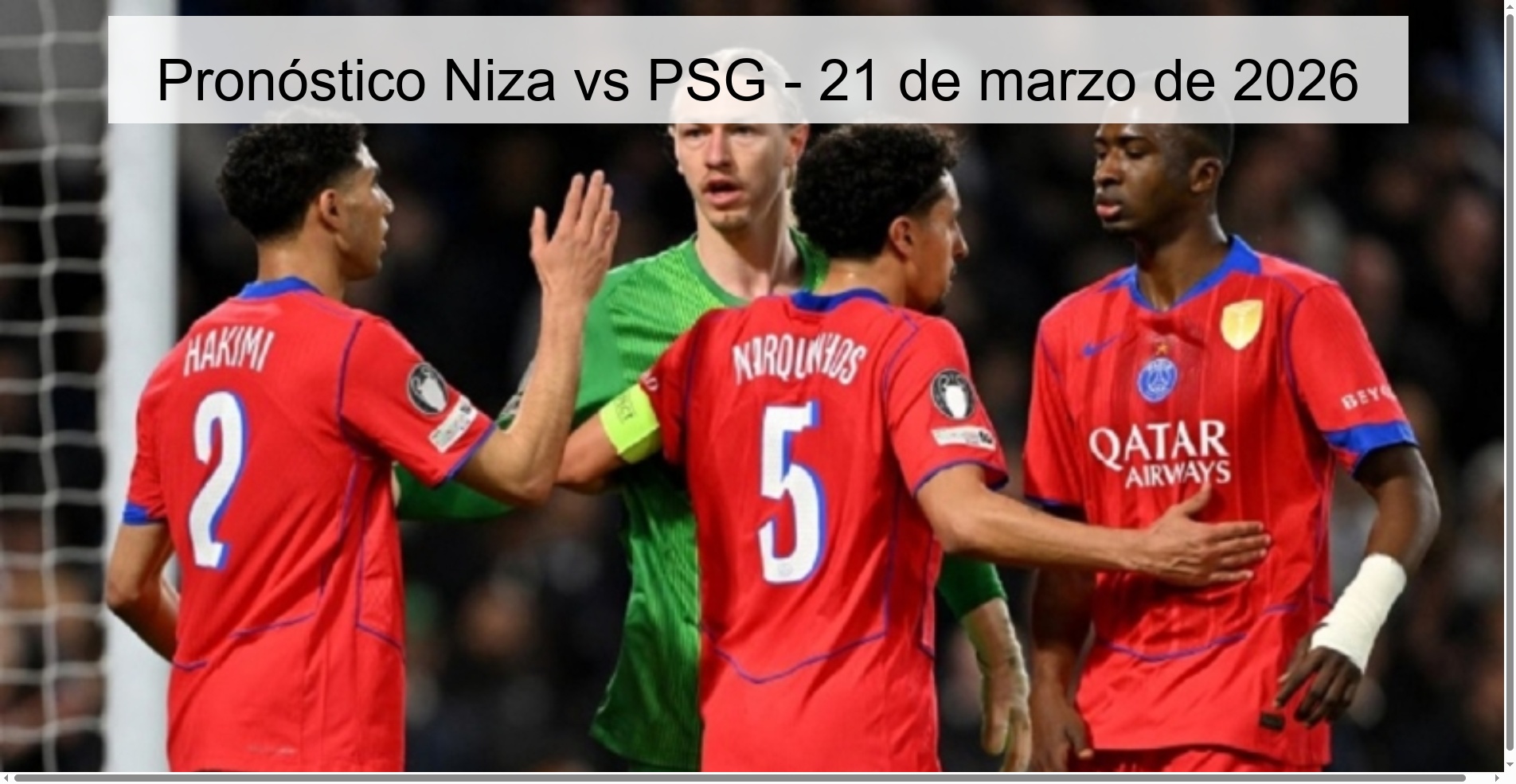 Pronóstico Niza vs PSG - 21 de marzo de 2026