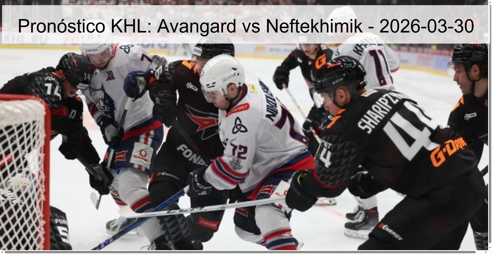 Pronóstico KHL: Avangard vs Neftekhimik - 2026-03-30