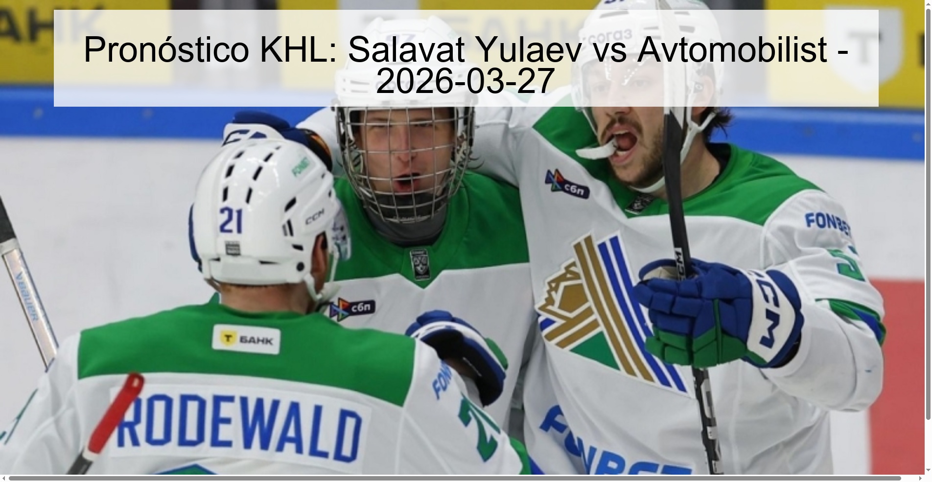 Pronóstico KHL: Salavat Yulaev vs Avtomobilist - 2026-03-27