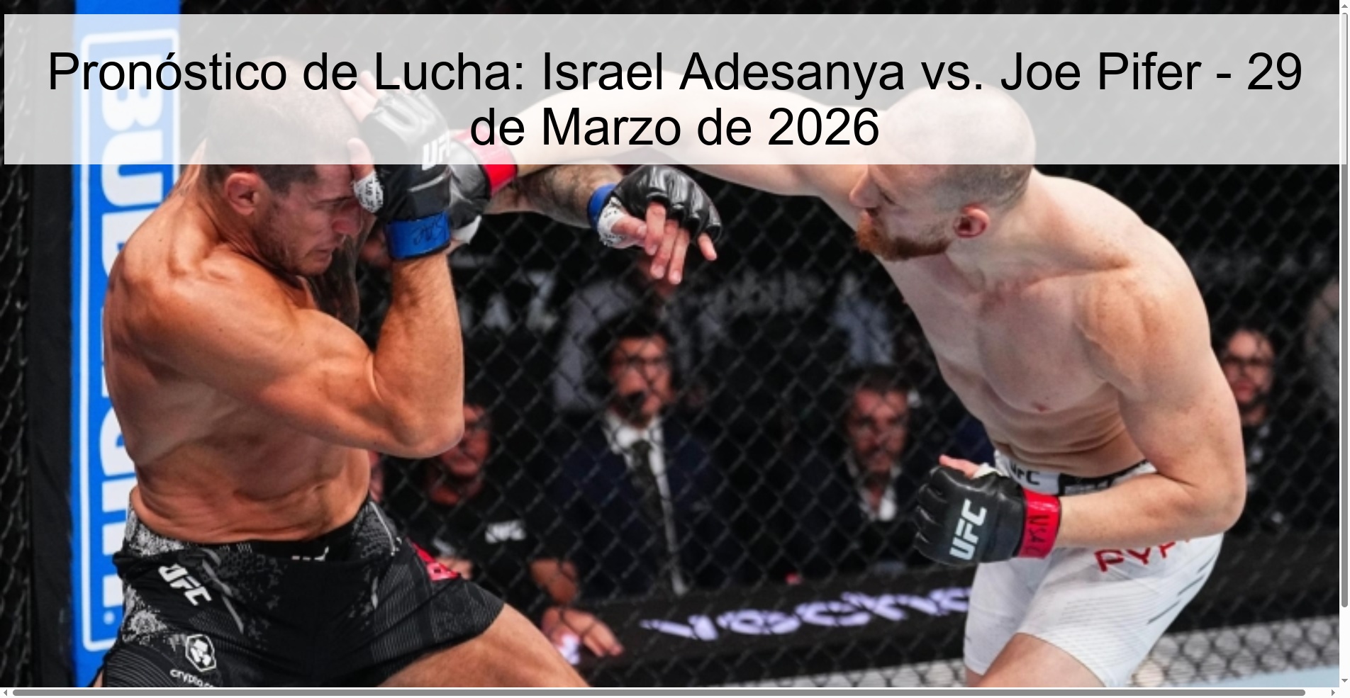 Pronóstico de Lucha: Israel Adesanya vs. Joe Pifer - 29 de Marzo de 2026