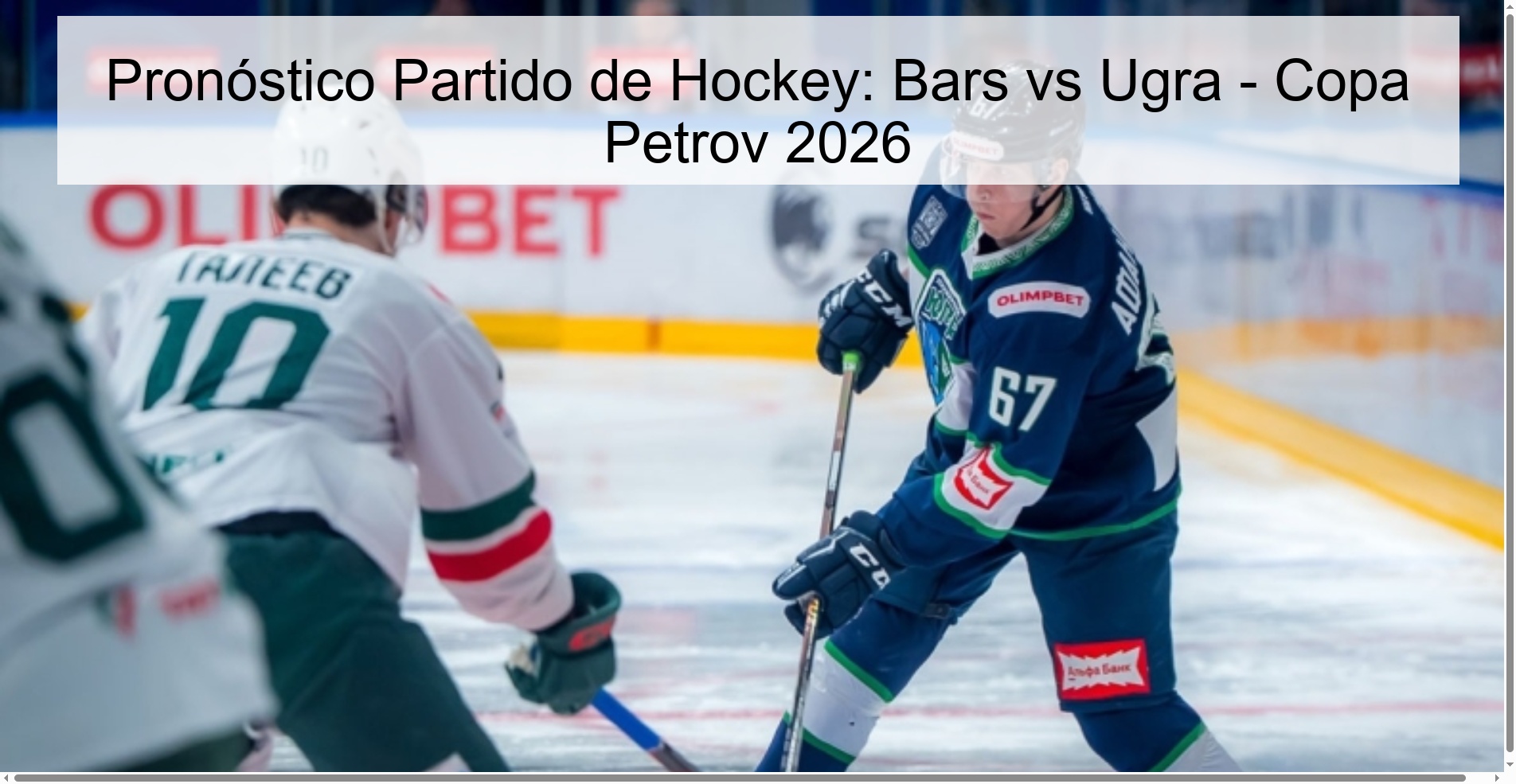 Hockey Match Prediction: Bars vs Ugra - Petrov Cup 2026