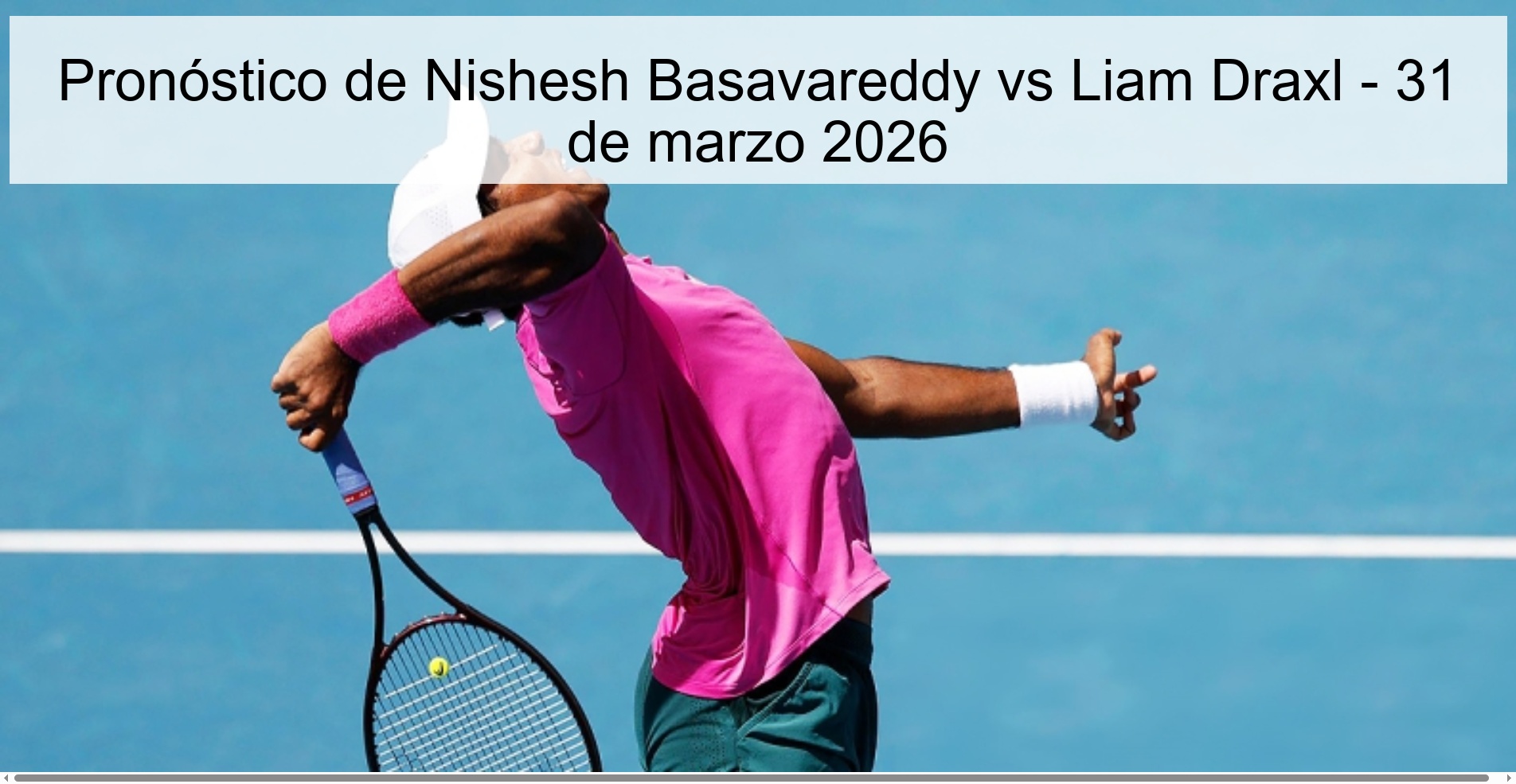Pronóstico de Nishesh Basavareddy vs Liam Draxl - 31 de marzo 2026