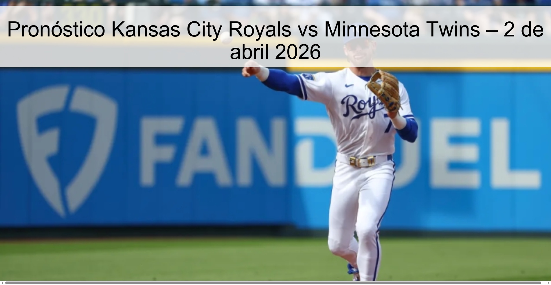 Kansas City Royals vs Minnesota Twins Prediction – April 2, 2026
