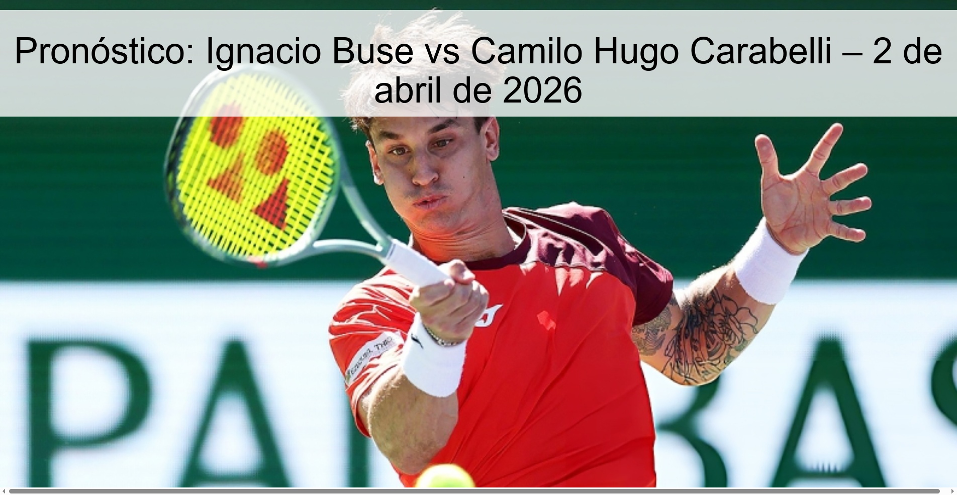 Prediction: Ignacio Buse vs Camilo Hugo Carabelli – April 2, 2026 Prediction: Ignacio Buse vs Camilo Hugo Carabelli – April 2, 2026