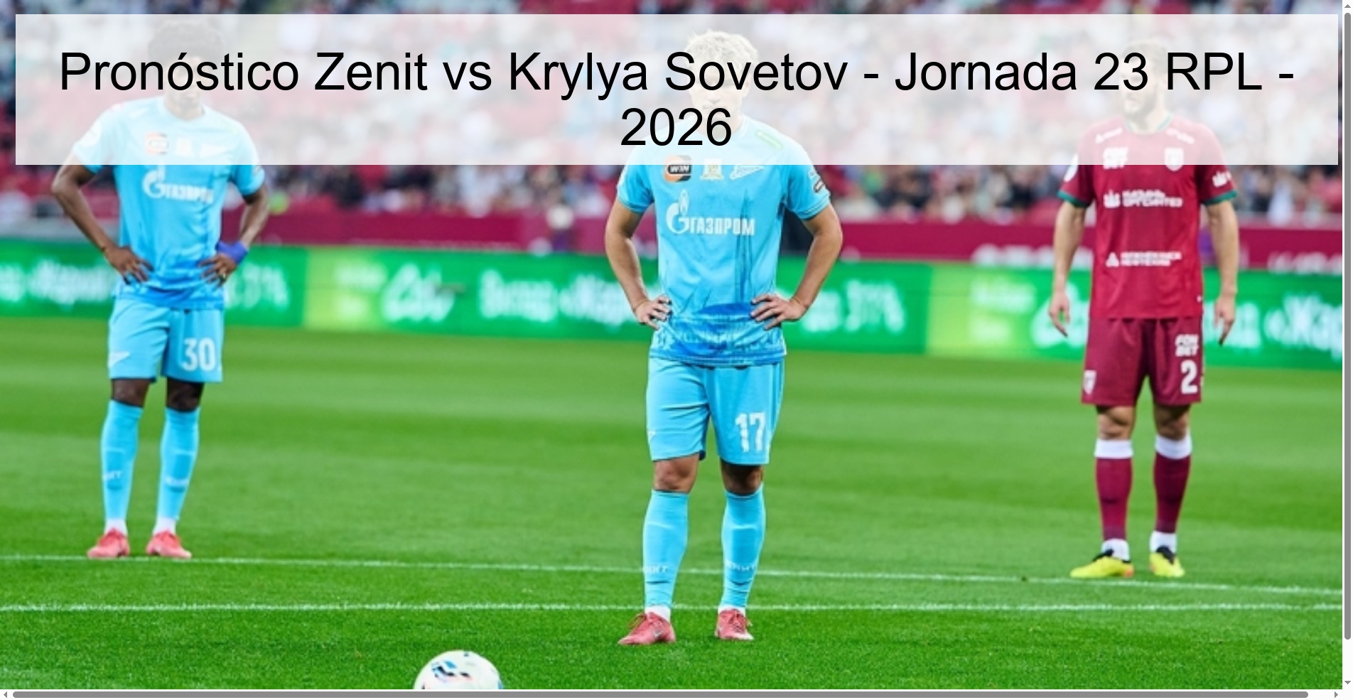 Pronóstico Zenit vs Krylya Sovetov - Jornada 23 RPL - 2026 Pronóstico Zenit vs Krylya Sovetov - Jornada 23 RPL - 2026
