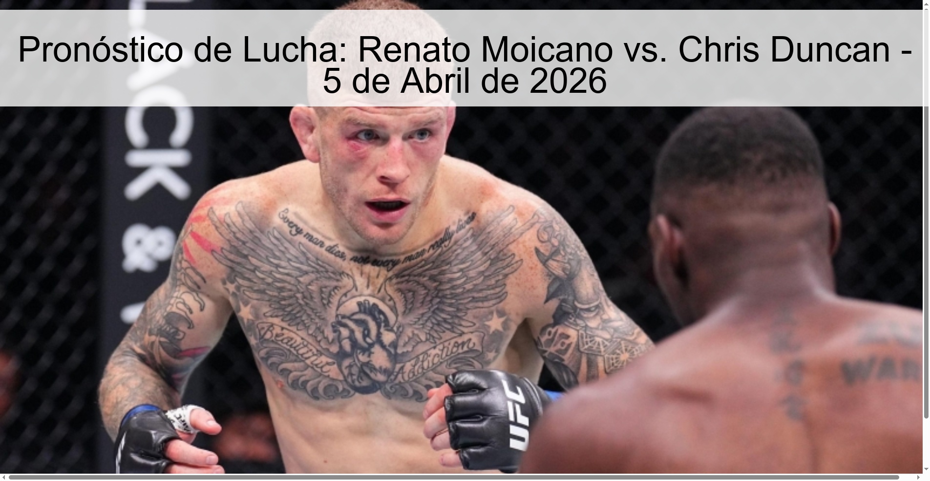 Fight Prediction: Renato Moicano vs. Chris Duncan - April 5, 2026 Fight Prediction: Renato Moicano vs. Chris Duncan - April 5, 2026