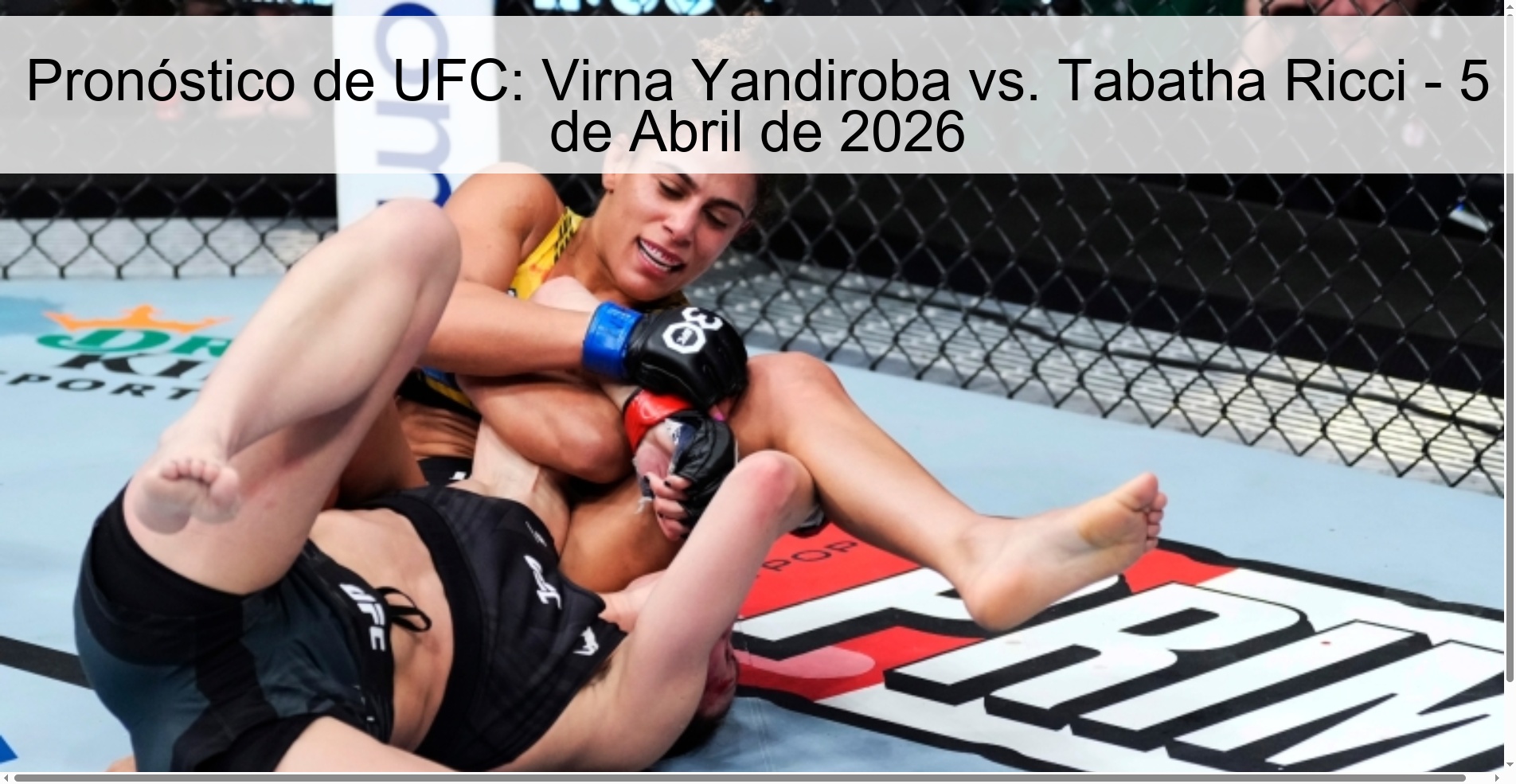 UFC Prediction: Virna Yandiroba vs. Tabatha Ricci - April 5, 2026