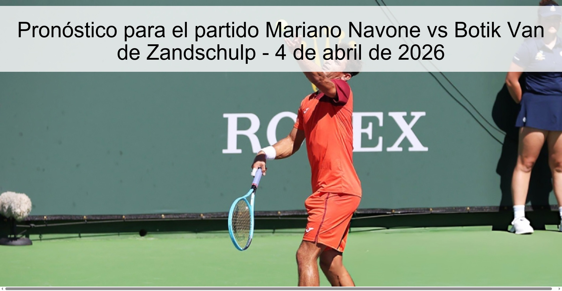 Prediction for the match Mariano Navone vs Botik Van de Zandschulp - April 4, 2026