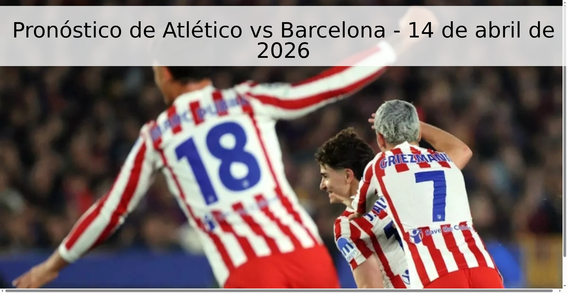 Pronóstico de Atlético vs Barcelona - 14 de abril de 2026