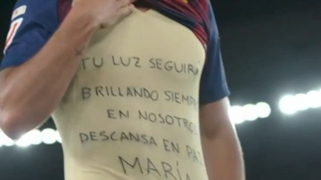 Ferran Torres rinde homenaje a María Caamaño en un emotivo gesto tras un gol anulado