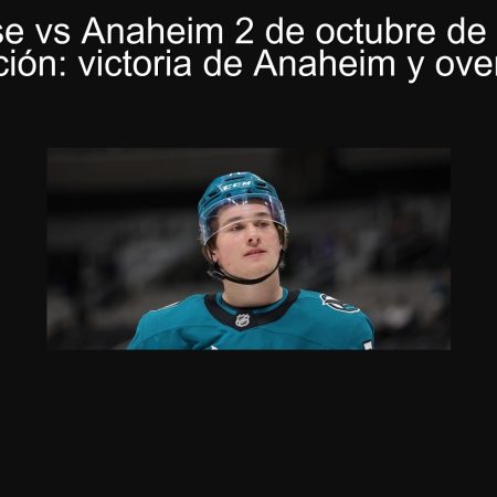 San Jose vs Anaheim 2 de octubre de 2025 — Predicción: victoria de Anaheim y over/under