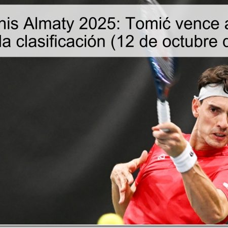 Predicción tenis Almaty 2025: Tomić vence a Hüsler en la final de la clasificación (12 de octubre de 2025)