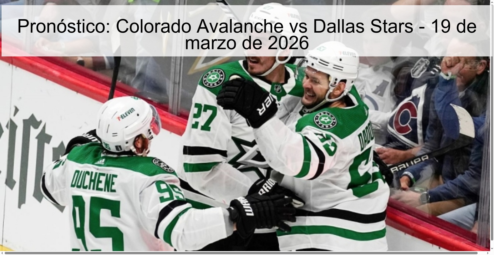 Prediction: Colorado Avalanche Vs Dallas Stars