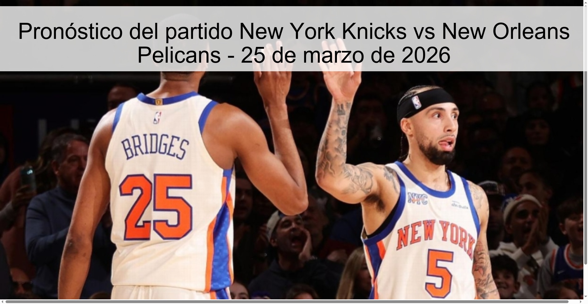 New York Knicks vs New Orleans Pelicans Game Prediction